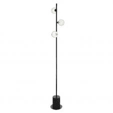 SPIRAL 3 Light Floor Lamp finished in Matt Black With Twisted Closed Glass