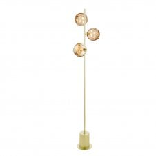 SPIRAL 3 Light Floor Lamp finished in Matt Gold With Champagne Dimpled Glass
