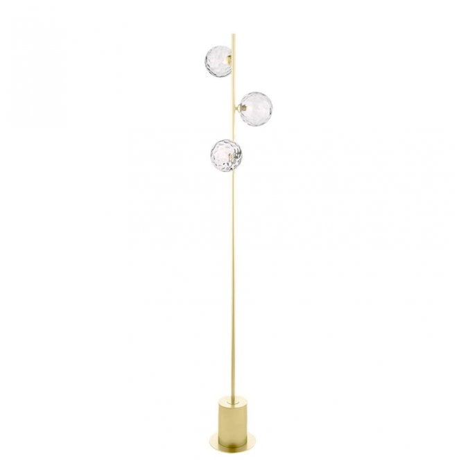 SPIRAL 3 Light Floor Lamp | Matt Gold With Clear Dimpled Glass