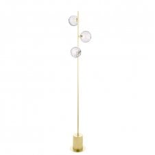 SPIRAL 3 Light Floor Lamp finished in Matt Gold With Clear Dimpled Glass