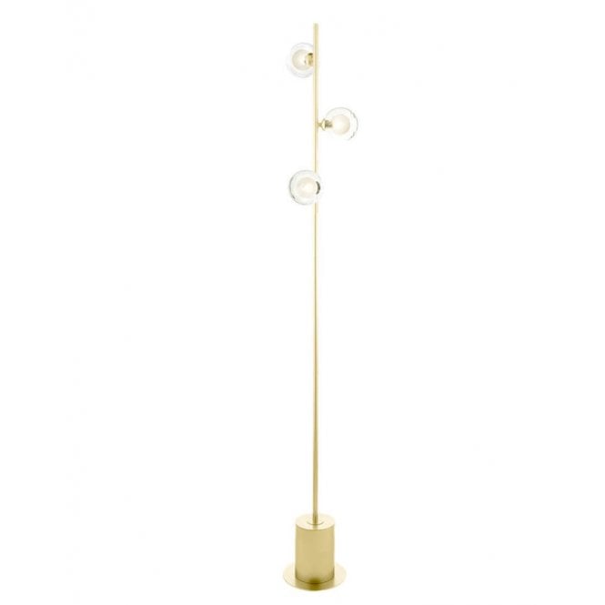SPIRAL 3 Light Floor Lamp | Matt Gold With Clear & Opal Glass