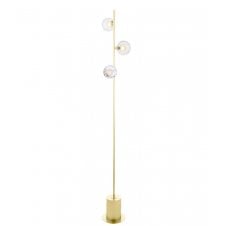 SPIRAL 3 Light Floor Lamp finished in Matt Gold With Opal & Clear Ribbed Glass