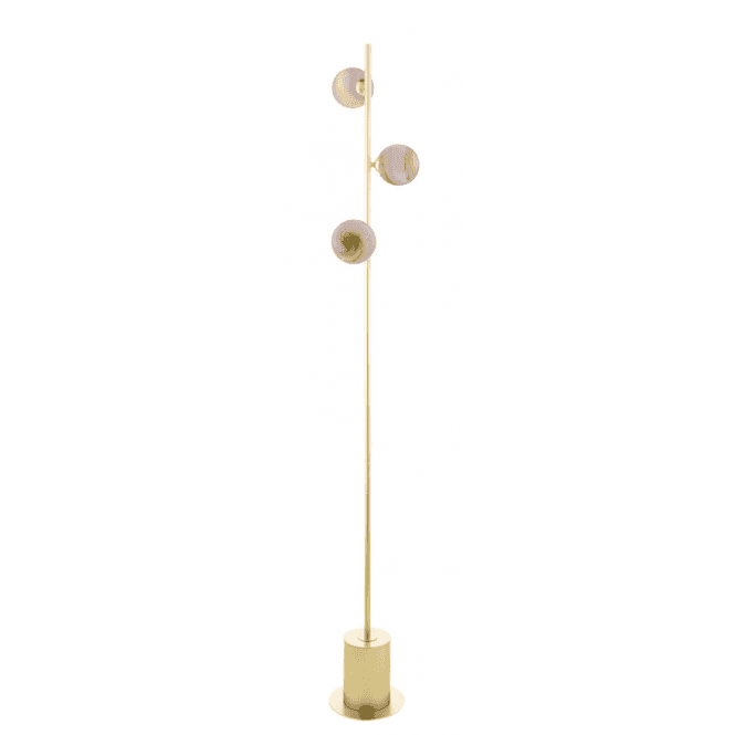 SPIRAL 3 Light Floor Lamp | Matt Gold With Planet Glass (Large)