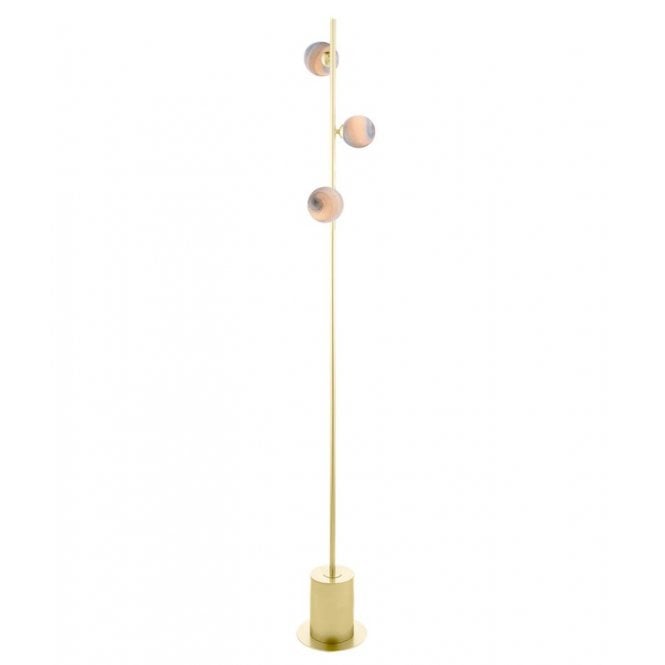 SPIRAL 3 Light Floor Lamp | Matt Gold With Planet Glass (Small)