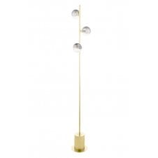 SPIRAL 3 Light Floor Lamp finished in Matt Gold With Smoked & Clear Ribbed Glass (10cm)