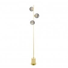 SPIRAL 3 Light Floor Lamp finished in Matt Gold With Smoked Dimpled Glass