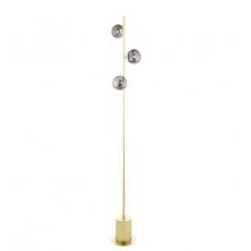 SPIRAL 3 Light Floor Lamp finished in Matt Gold With Smoked Glass