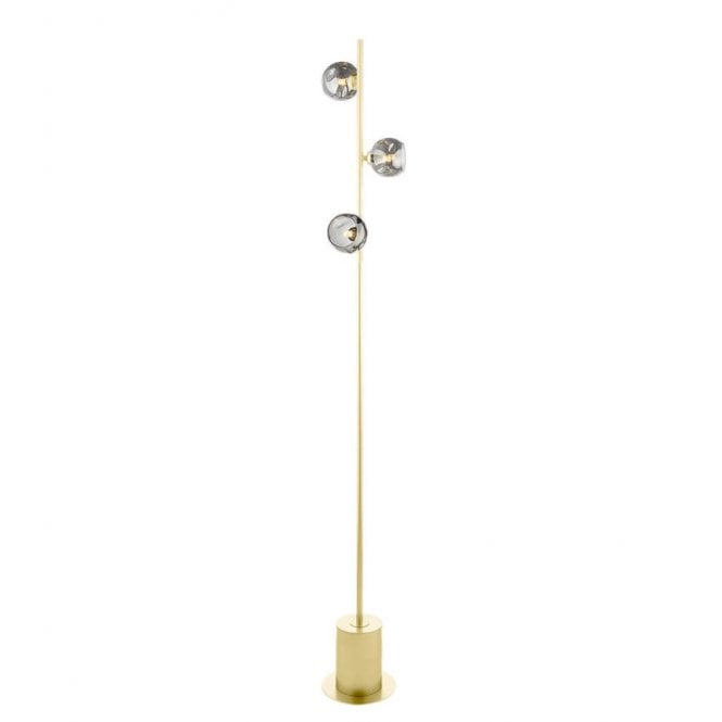 SPIRAL 3 Light Floor Lamp | Matt Gold With Smoked Organic Glass