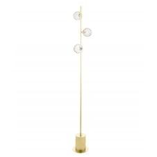 SPIRAL 3 Light Floor Lamp finished in Matt Gold With Twisted Closed Glass