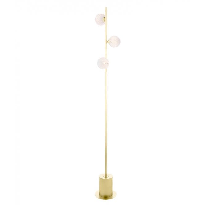 SPIRAL 3 Light Floor Lamp | Matt Gold With White Confetti Glass