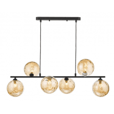 Spiral 6 Light Bar Pendant finished in Matt Black With Champagne Dimpled Glass