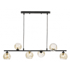 Spiral 6 Light Bar Pendant finished in Matt Black With Champagne Organic Glass