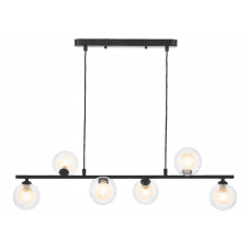 Spiral 6 Light Bar Pendant finished in Matt Black With Clear & Opal Glass