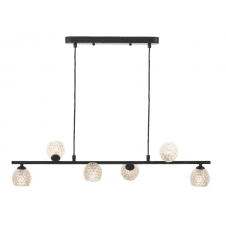 Spiral 6 Light Bar Pendant | Matt Black With Dimpled Style Glass