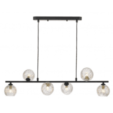 Spiral 6 Light Bar Pendant finished in Matt Black With Glass & Inner Wire