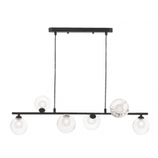 Spiral 6 Light Bar Pendant finished in Matt Black With Opal & Clear Ribbed Glass