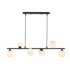 Spiral 6 Light Bar Pendant finished in Matt Black With Opal Glass