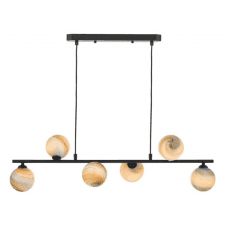 Spiral 6 Light Bar Pendant finished in Matt Black With Planet Glass (Large)