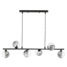 Spiral Bar Pendant finished in Black With Smoked & Clear Ribbed Glass (10cm)