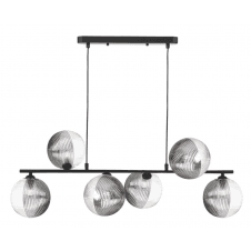 Spiral 6 Light Bar Pendant finished in Black With Smoked & Ribbed Glass (15cm) 