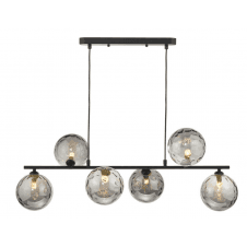Spiral 6 Light Bar Pendant finished in Matt Black With Smoked Dimpled Glass