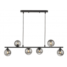 Spiral 6 Light Bar Pendant finished in Matt Black With Smoked Glass