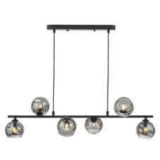 Spiral 6 Light Bar Pendant finished in Matt Black With Smoked Organic Glass