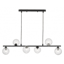 Spiral 6 Light Bar Pendant finished in Matt Black With Twisted Closed Glass