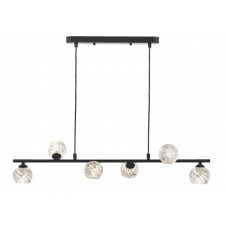 Spiral 6 Light Bar Pendant finished in Matt Black With Twisted Open Glass