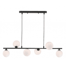Spiral 6 Light Bar Pendant finished in Matt Black With White Confetti Glass
