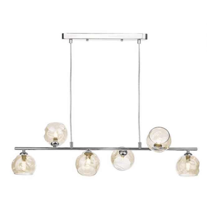 Spiral 6 Light Bar Pendant | Polished Chrome With Champagne Organic Glass