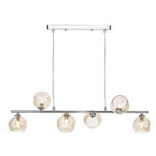 Spiral 6 Light Bar Pendant finished in Polished Chrome With Champagne Organic Glass