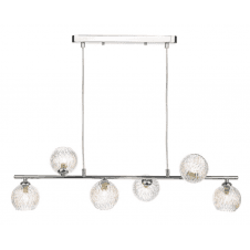 Spiral 6 Light Bar Pendant finished in Polished Chrome With Clear Glass & Inner Wire