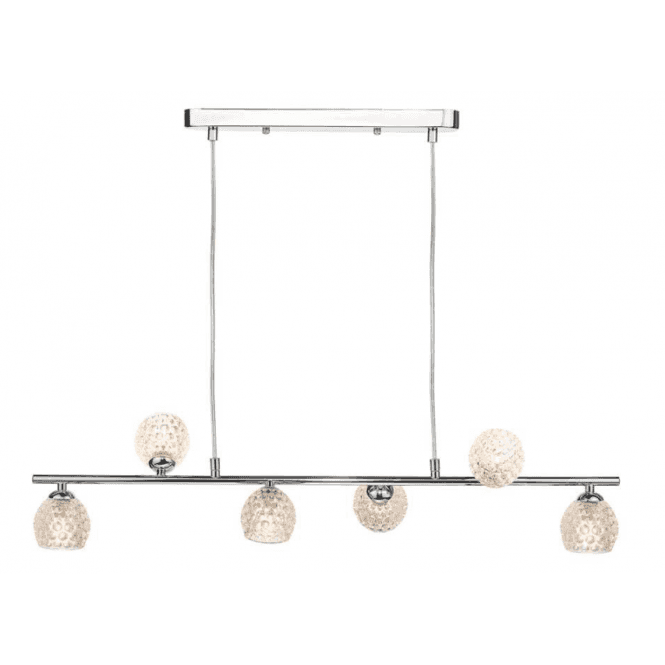 Spiral 6 Light Bar Pendant | Polished Chrome With Dimpled Glass