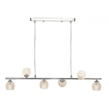 Spiral 6 Light Bar Pendant finished in Polished Chrome With Dimpled Glass