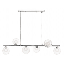 Spiral 6 Light Bar Pendant finished in Polished Chrome With Opal & Clear Ribbed Glass