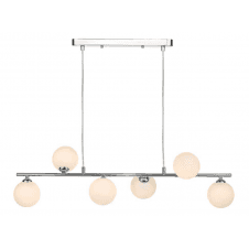 Spiral 6 Light Bar Pendant finished in Polished Chrome With Opal Glass