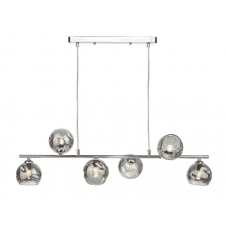 Spiral 6 Light Bar Pendant finished in Polished Chrome With Organic Smoked Glass
