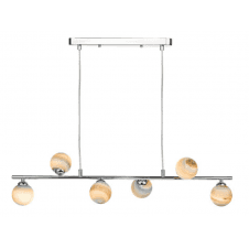 Spiral 6 Light Bar Pendant finished in Polished Chrome With Planet Glass (Small)