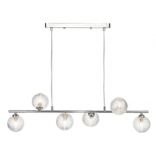 Spiral 6 Light Bar Pendant finished in Polished Chrome With Ribbed Glass