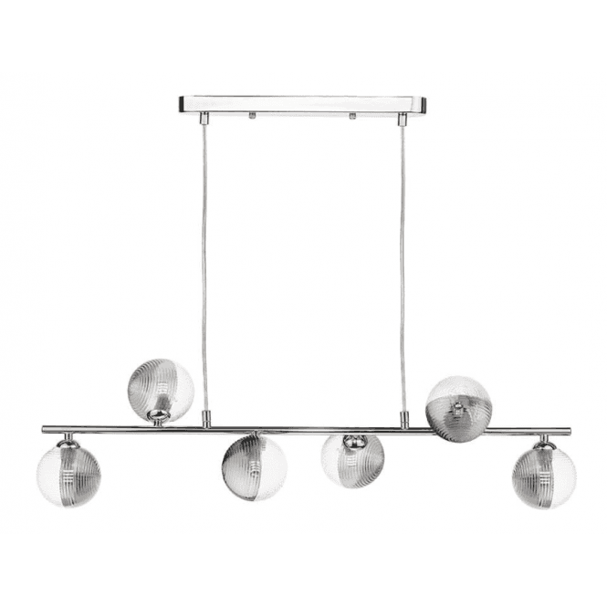 Spiral 6 Light Bar Pendant | Polished Chrome With Smoked & Clear Glass (10cm)