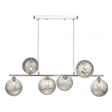 Spiral 6 Light Bar Pendant finished in Polished Chrome With Smoked Dimpled Glass