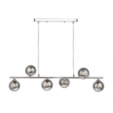Spiral 6 Light Bar Pendant finished in Polished Chrome With Smoked Glass