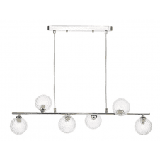 Spiral 6 Light Bar Pendant finished in Polished Chrome With Twisted Closed Glass