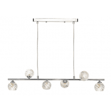 Spiral 6 Light Bar Pendant finished in Polished Chrome With Twisted Open Glass