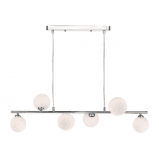 Spiral 6 Light Bar Pendant finished in Polished Chrome With White Confetti Glass