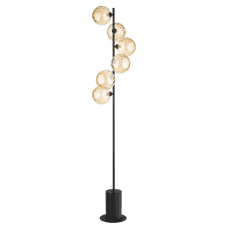 Spiral 6 Light Floor Lamp finished in Matt Black With Champagne Dimpled Glass