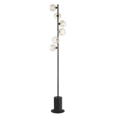 Spiral 6 Light Floor Lamp finished in Matt Black With Champagne Organic Glass