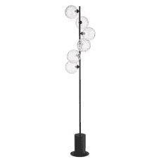 Spiral 6 Light Floor Lamp finished in Matt Black With Clear Dimpled Glass