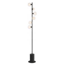 Spiral 6 Light Floor Lamp finished in Matt Black With Clear & Opal Glass